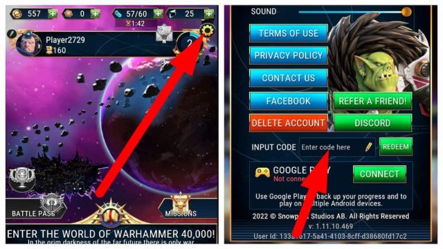 Cómo canjear códigos en Warhammer: Tacticus