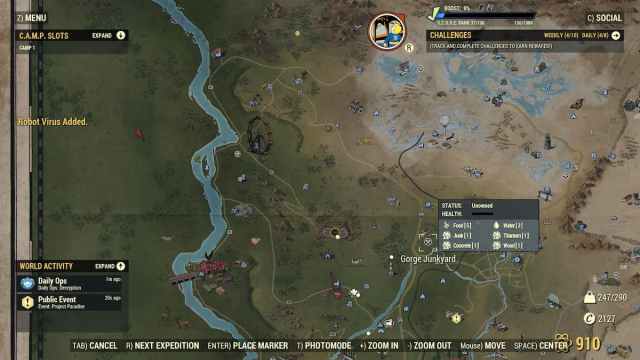 Ubicación del mapa del taller Gorge Junkyard