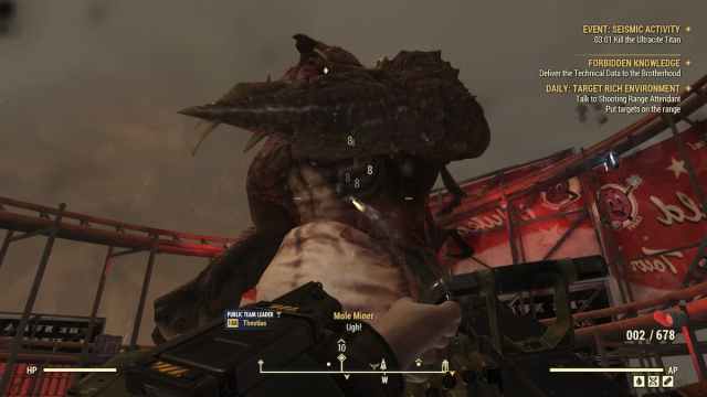 Jefe de Ultracite Titan durante el evento de actividad sísmica en Nuka World. 