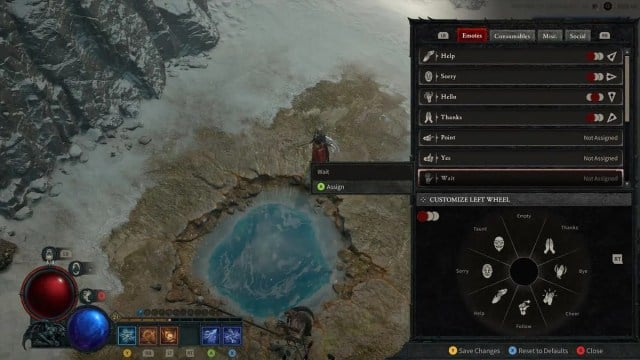 Personaje parado junto a un manantial usando el gesto de espera.