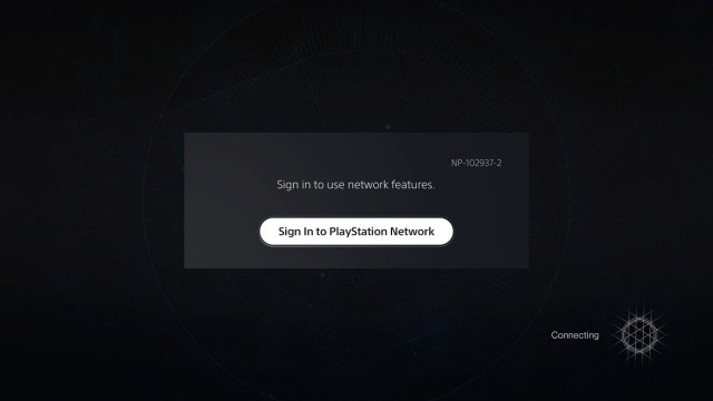 Mensaje de advertencia de cierre de sesión de PS5 PSN. 