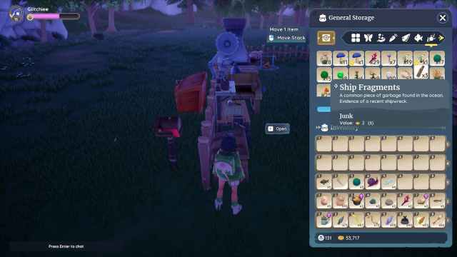 Fragmentos de barco almacenados