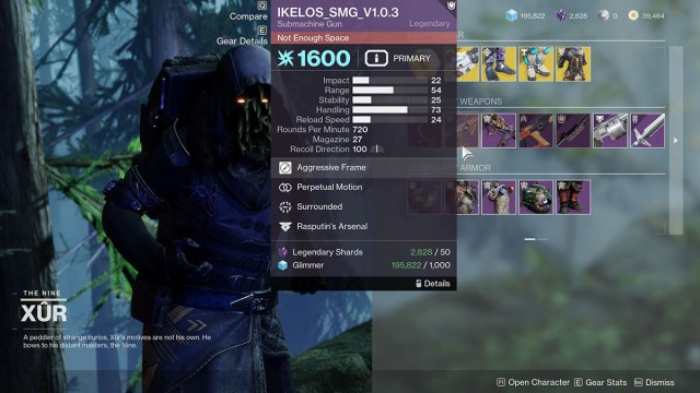 Xur vende el IKELOS SMG en la EDZ.