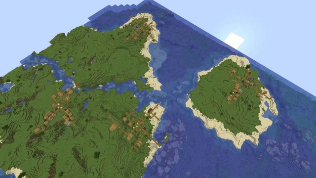Cuatro pueblos isleños en generación en Minecraft