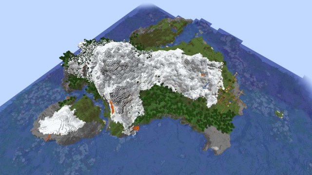 Pueblo isleño nevado en desove en Minecraft