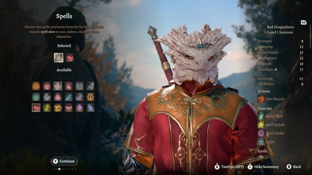 Hechicero en la creación de personajes en Baldurs Gate 3.