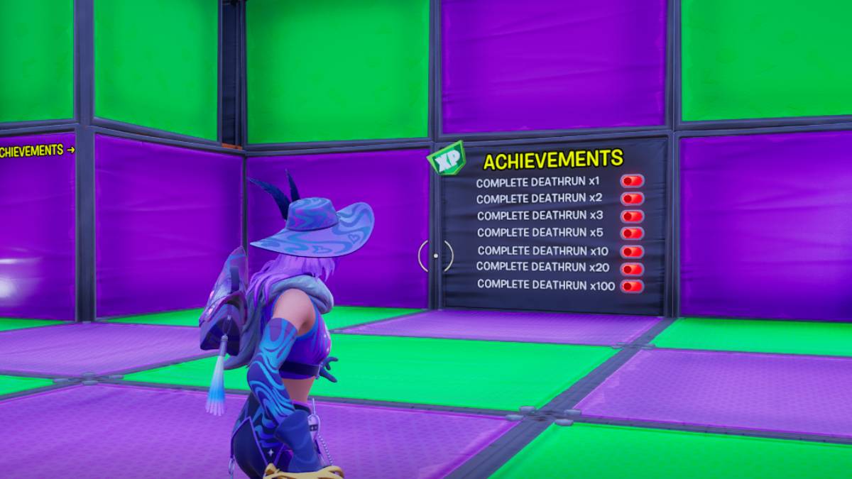 Personaje de Fortnite en el mapa deathrun de Parkour Fun Run. 