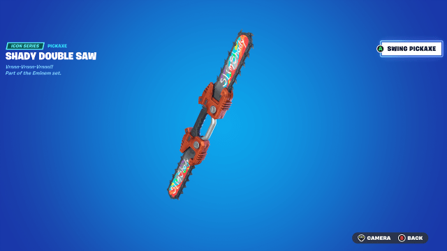 El evento cruzado de Fortnite Eminem Shady Doulbe vio una vista de detalle cosmético.