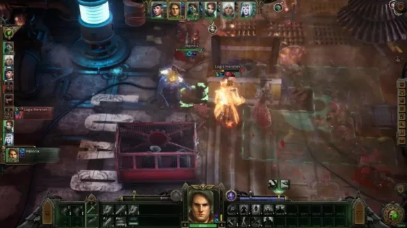 heinrix fighting cultists in warhammer 40k rogue trader