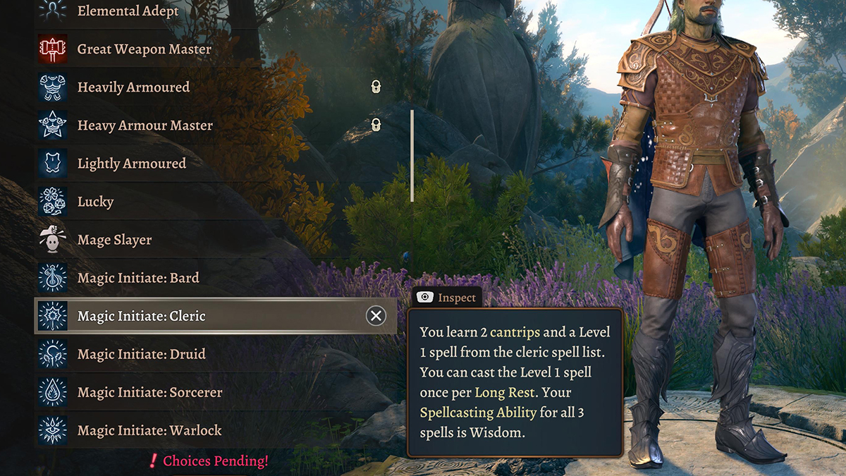 Información sobre herramientas de selección de hazañas de BG3. 