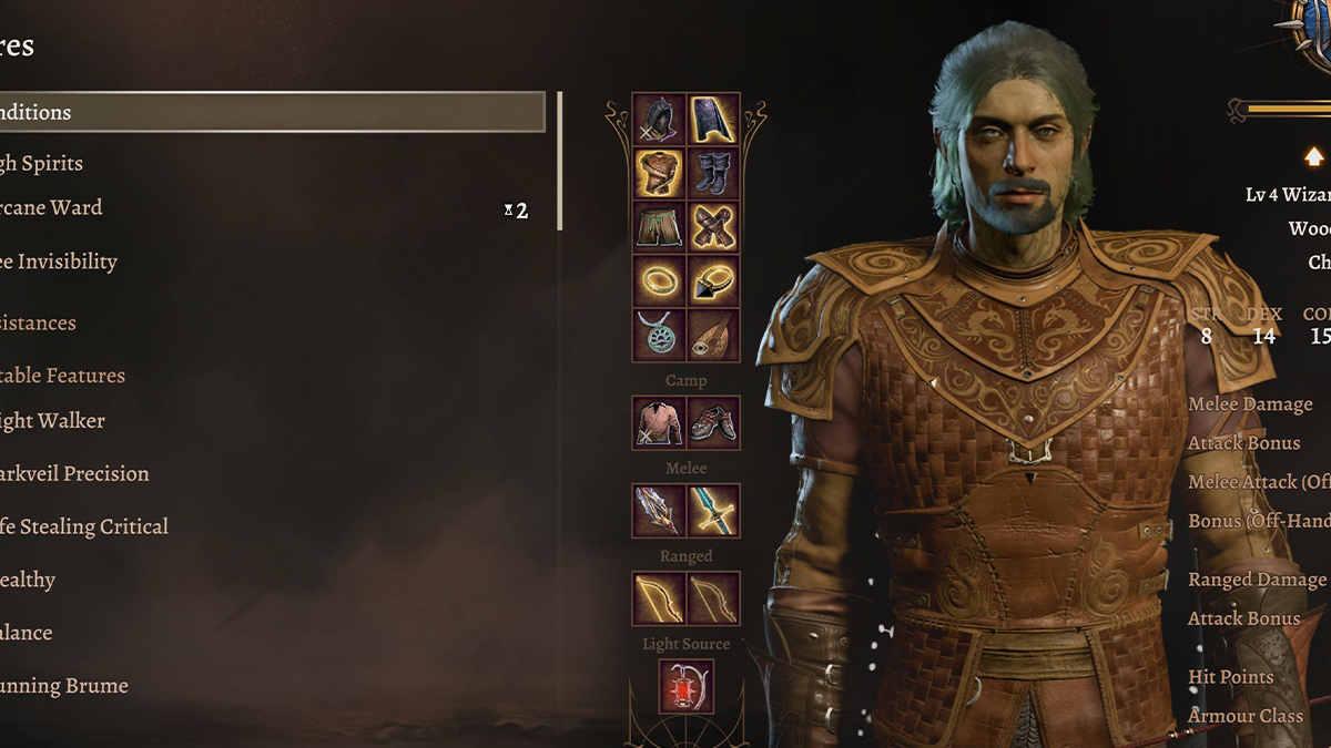 Pantalla de personaje BG3. 