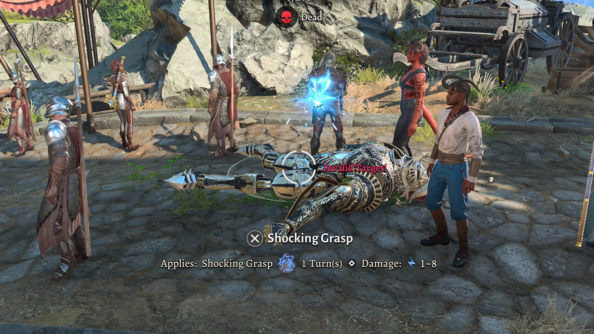 El personaje de Baldur's Gate 3 lanza un agarre impactante al enemigo caído.