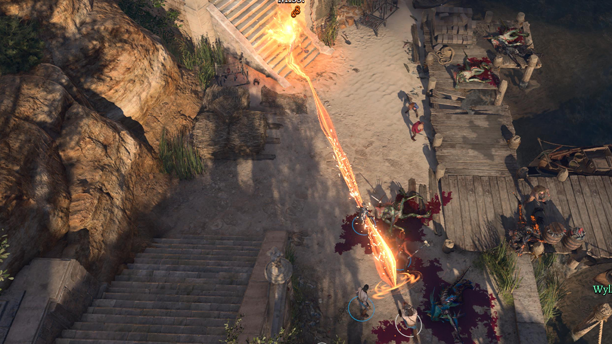 Rayo abrasador BG3 utilizado en combate. 