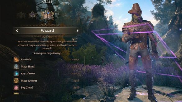 Character class selection screen in Baldur