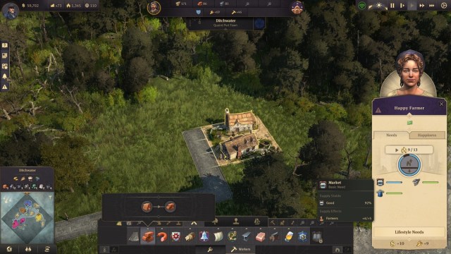 La pintoresca casa de un granjero en un bosque que muestra el porcentaje estable de suministro de un residente después de una calle pavimentada.