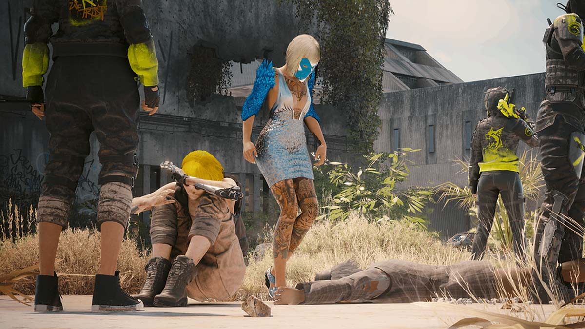 Vestido cortado con láser con fluorocarbono impregnado en Cyberpunk 2077