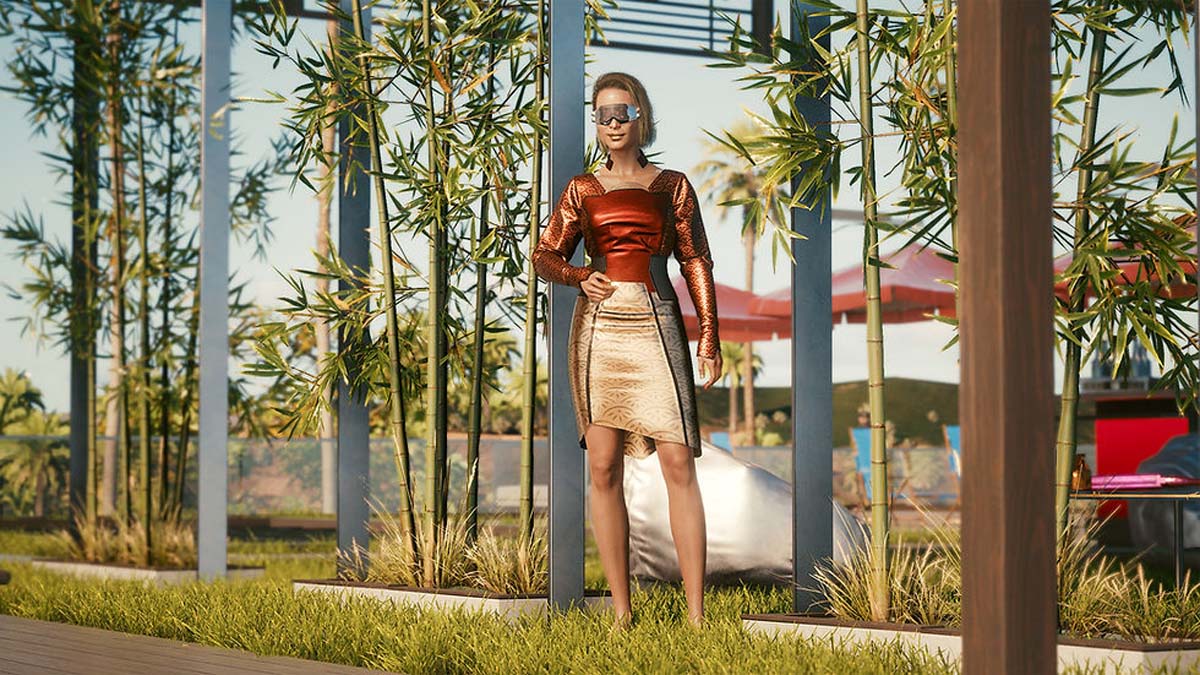 Vestido formal de Phoenix con capa de microarmadura en Cyberpunk 2077