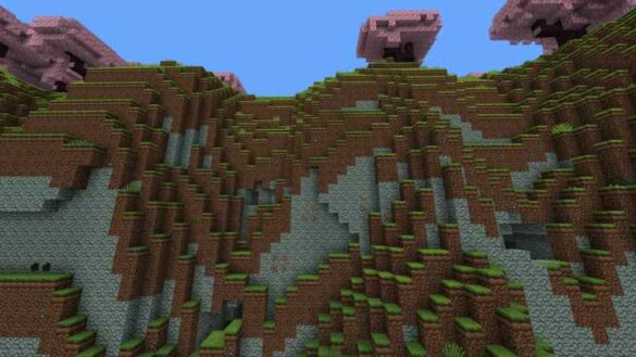 mountain cliffside with iron