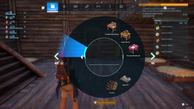Una captura de pantalla del menú de construcción radial.