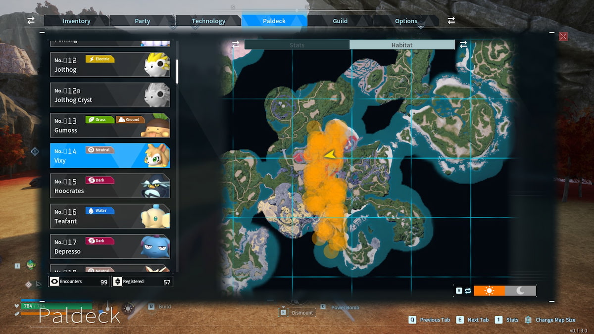 Mapa de ubicación del hábitat de Vixy