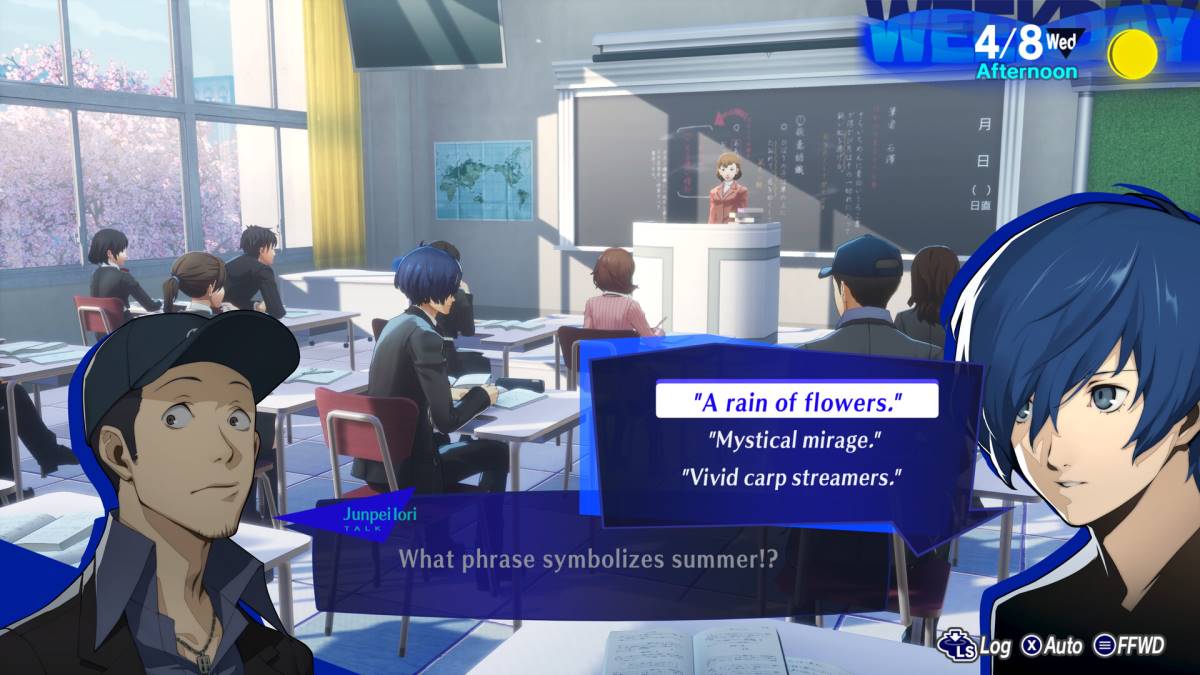 La pregunta del aula del 18/4 en Persona 3 Reload