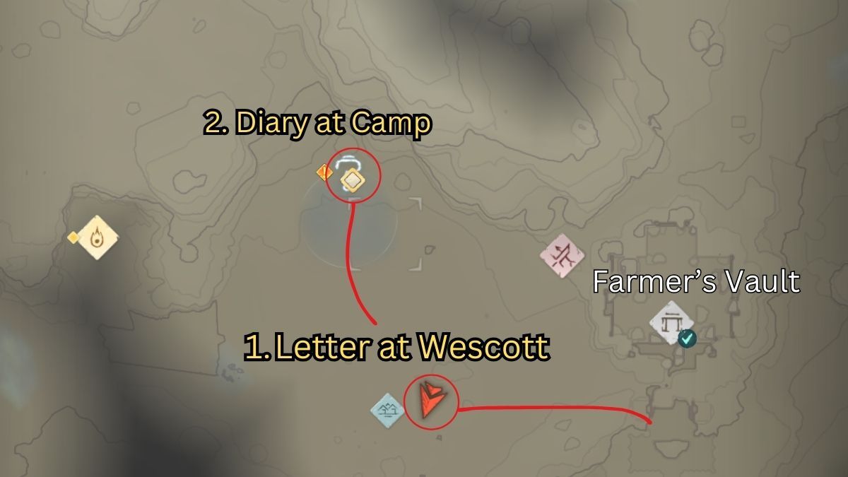 Mapa enshrouded de Hunters Hand Spindle Quest.