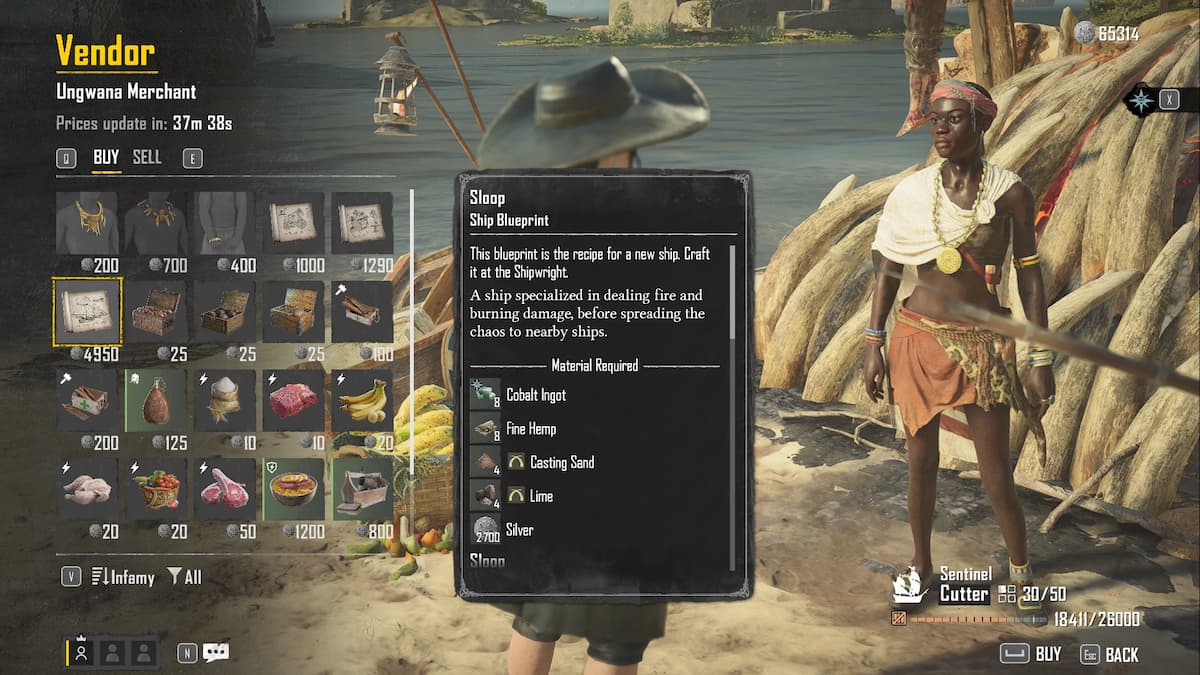 Plano de balandra de Ungwana Merchant en Sunken Goldmine.