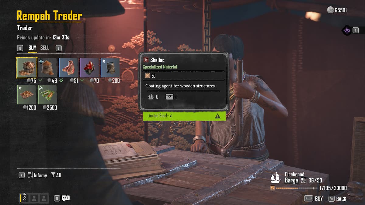 Comerciante de Rempah vendiendo Shellac.