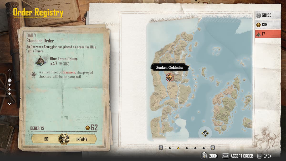 Menú Registro de pedidos de Helm