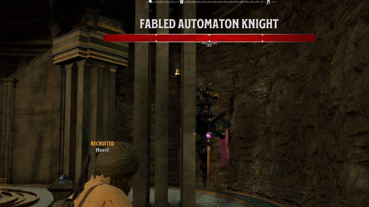 El legendario jefe Knight Automaton pelea con el personaje en Nightingale.