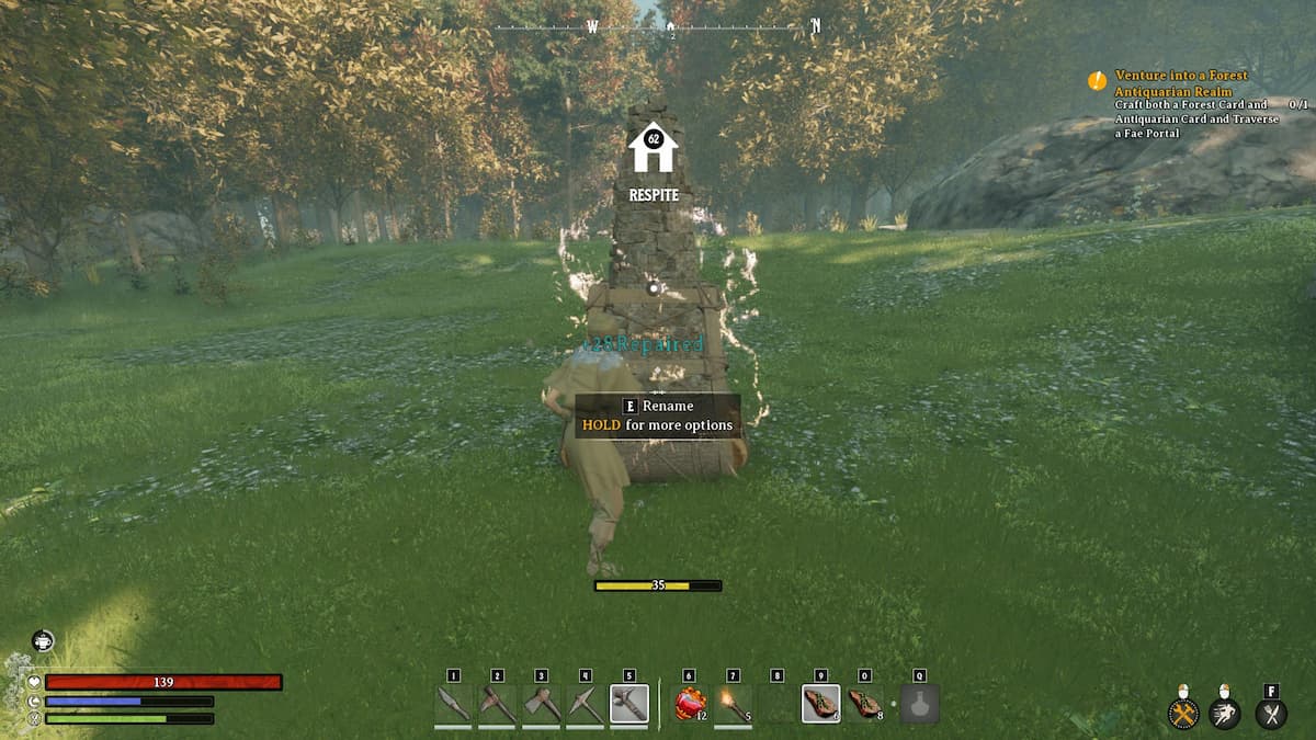 Reparación de mojón de finca con un martillo simple