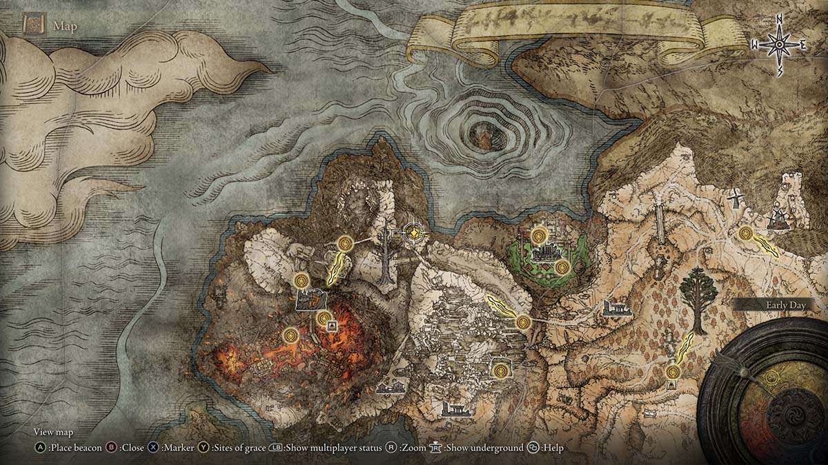 La ubicación de la espada curva del carroñero en Elden Ring