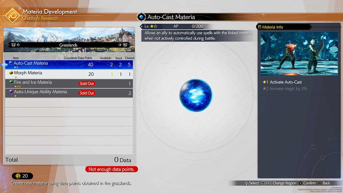 La materia Grasslands que puedes desarrollar en Final Fantasy 7 Rebirth