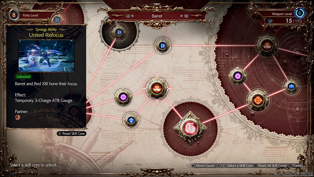 La capacidad de sinergia de United Refocus en Final Fantasy 7 Rebirth