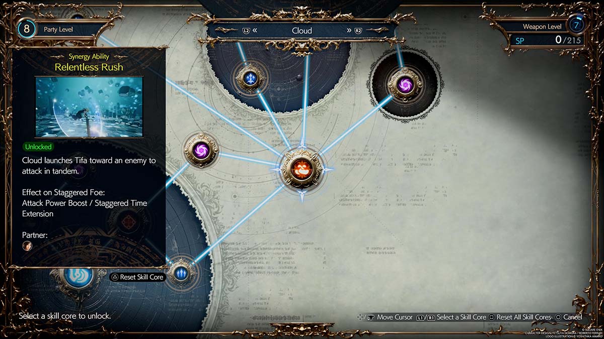 La habilidad de sinergia Implacable Rush en Final Fantasy 7 Rebirth