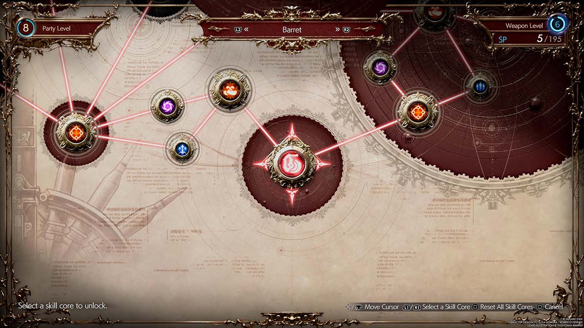 Pantalla Folio de Barret en Final Fantasy 7 Rebirth