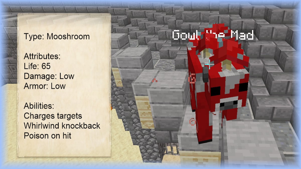 Un desglose de un jefe Mooshroom del mod Brutal Bosses Minecraft.