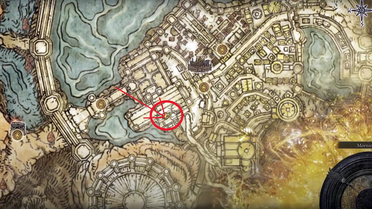 un mapa de leyndell, la capital real en elden ring