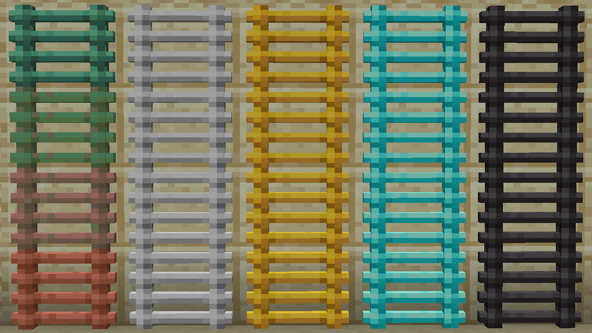 Las diversas escaleras nuevas introducidas con el mod Iron Ladders Minecraft.