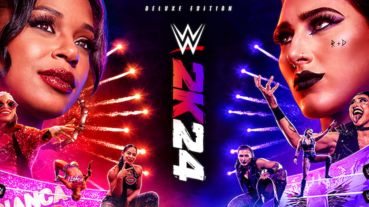 Cartel promocional de wwe 2k24 para la edición de lujo.