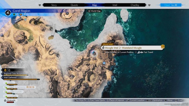 La ubicación de Corel Coastal Mogstool en Final Fantasy 7 Rebirth