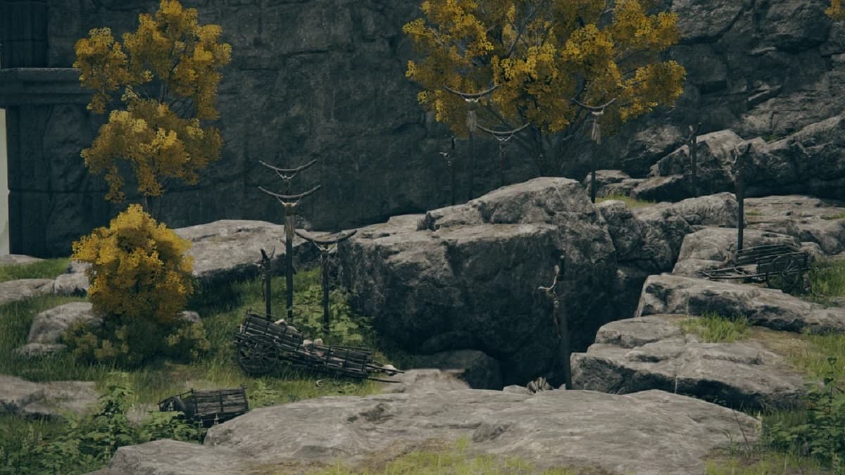 Deslustrado crucificado alrededor de un Limgrave Pit