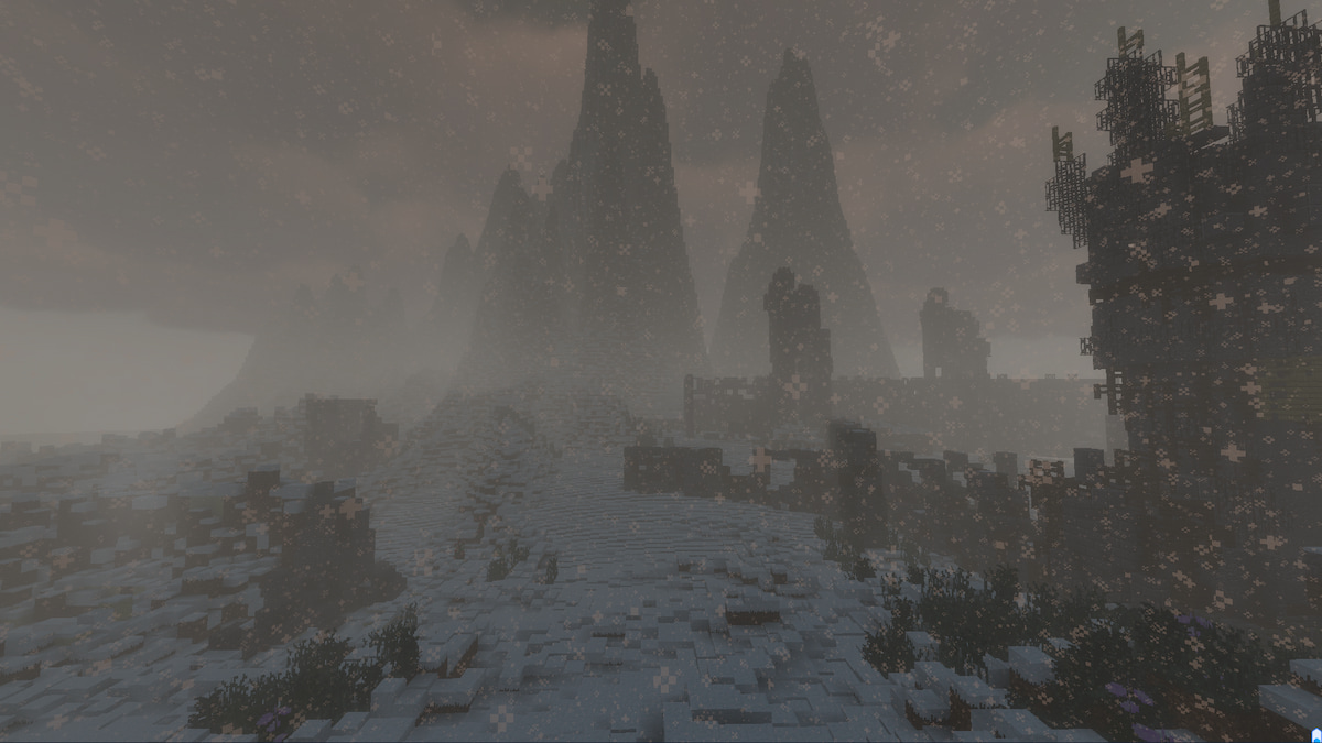 Un bioma nevado en el mod The Winter Frontier Minecraft.