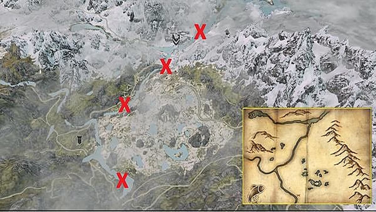 Mapa de lugares de pesca de Windhelm.