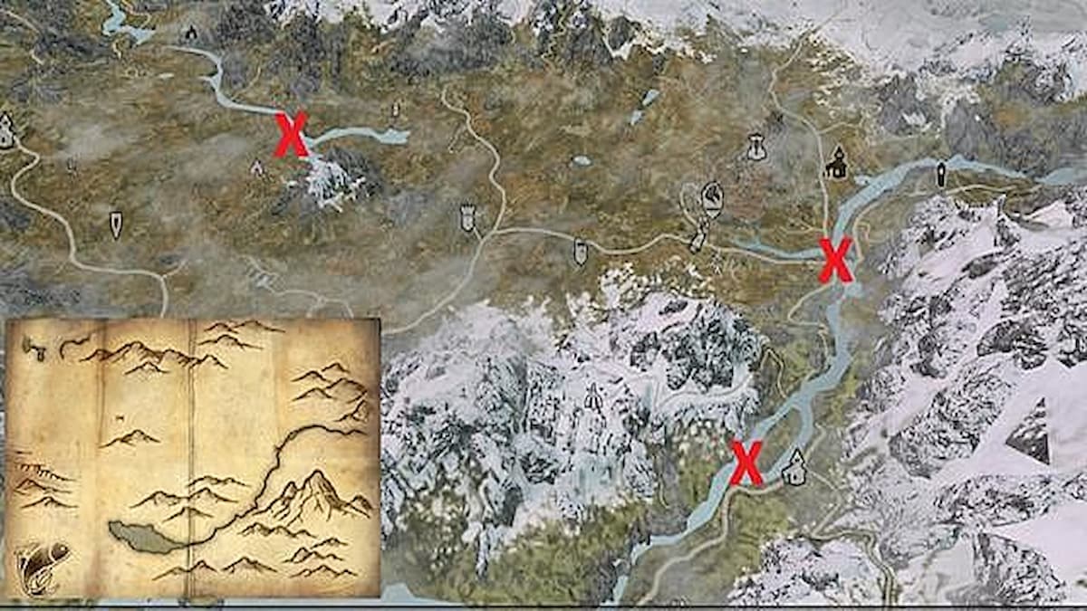 Mapa de lugares de pesca de Whiterun. 
