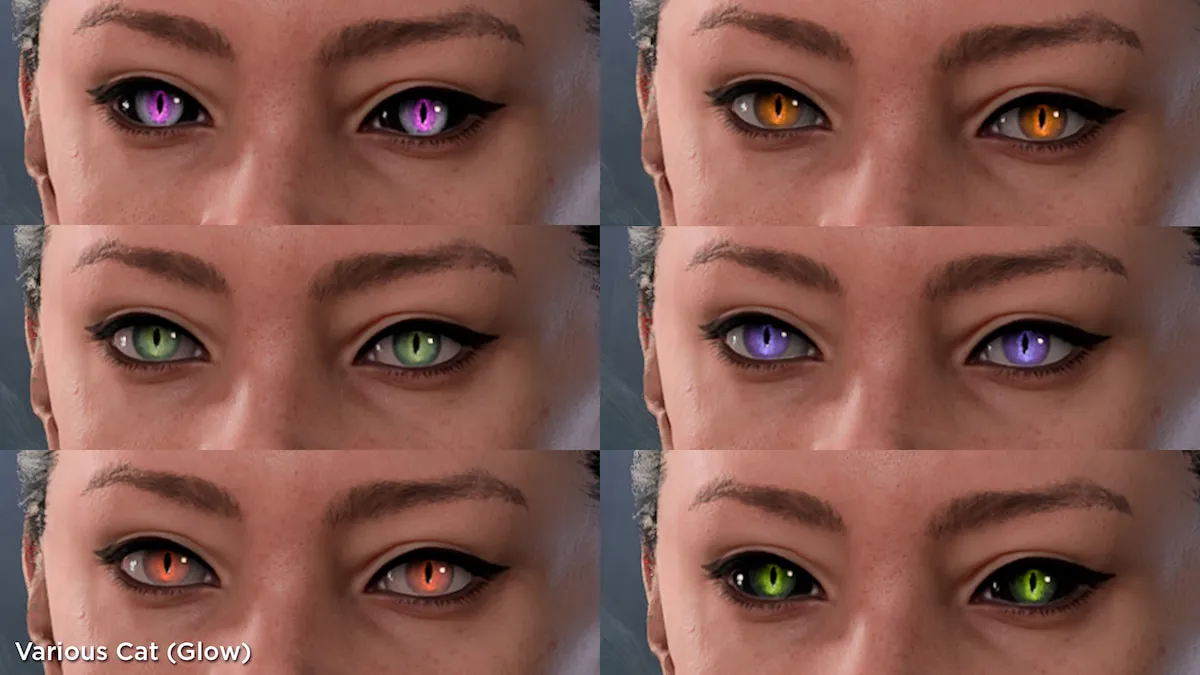seis tomas de ojos diferentes desde los ojos del espectador bg3 mod