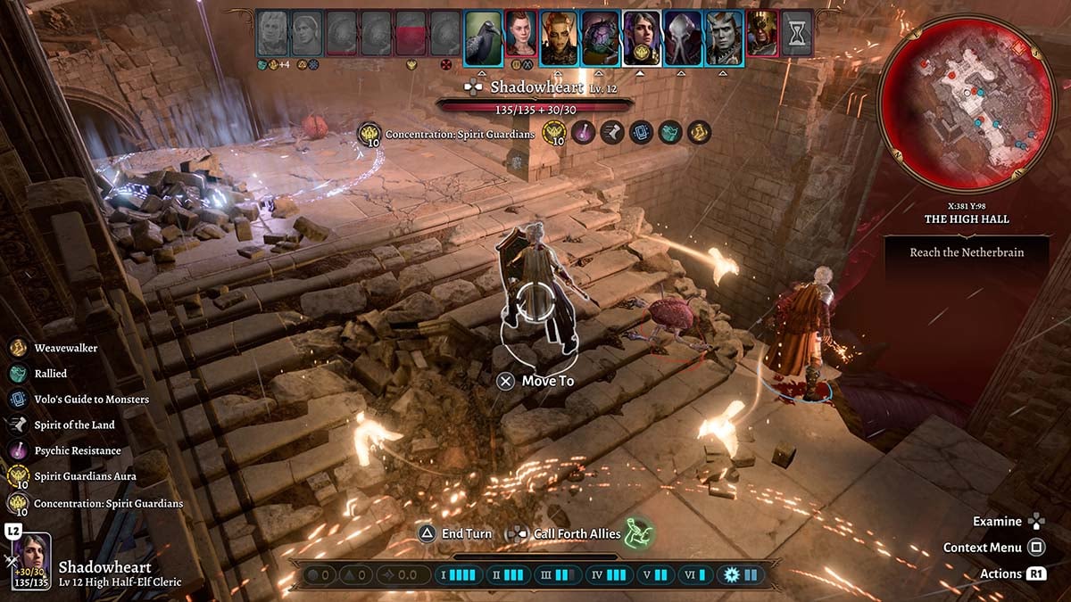 Armadura luminosa en Baldurs Gate 3 Shadowheart lanzando guardianes espirituales.