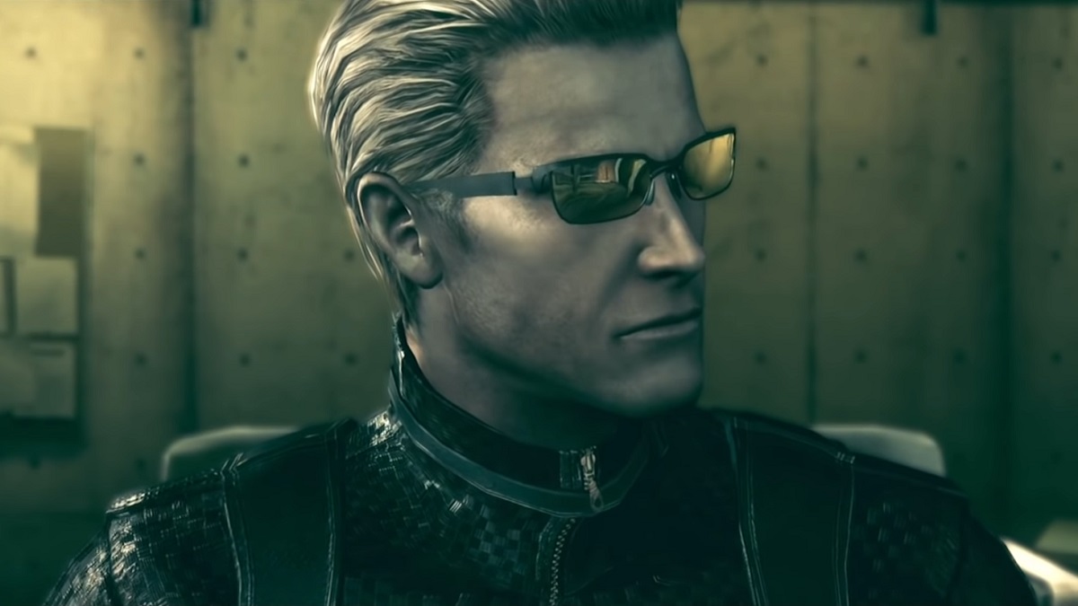 Albert Wesker mirando fuera de campo a la derecha