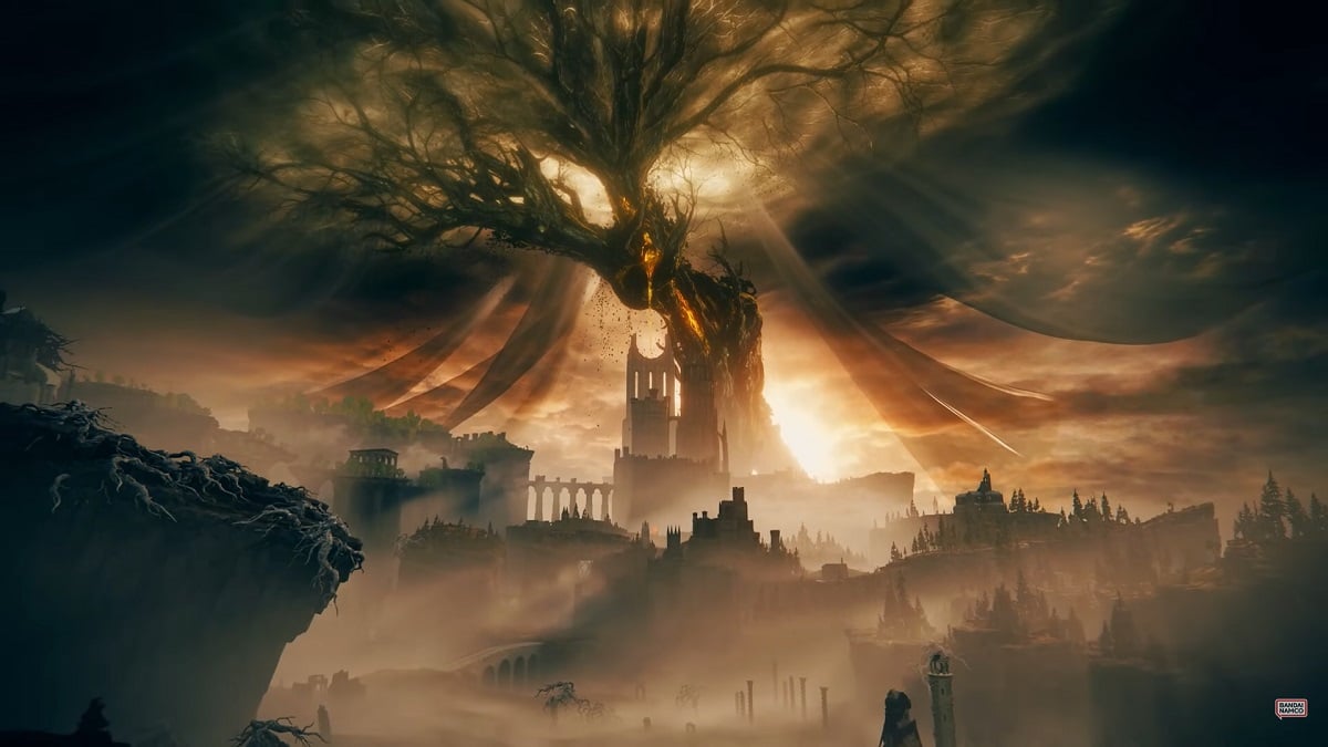 Un árbol enshrouded en mortajas sombrías en el centro de la Tierra de las Sombras.