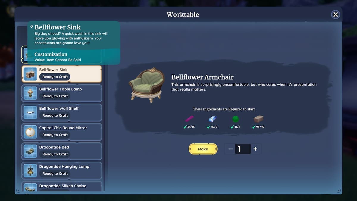 Receta de muebles raros del sillón Bellflower 